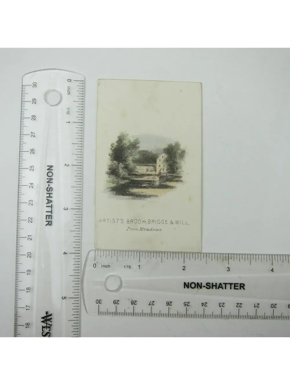 Color Litho Print Artist's Brook Bridge & Mill Meadows North Conway NH Antique
